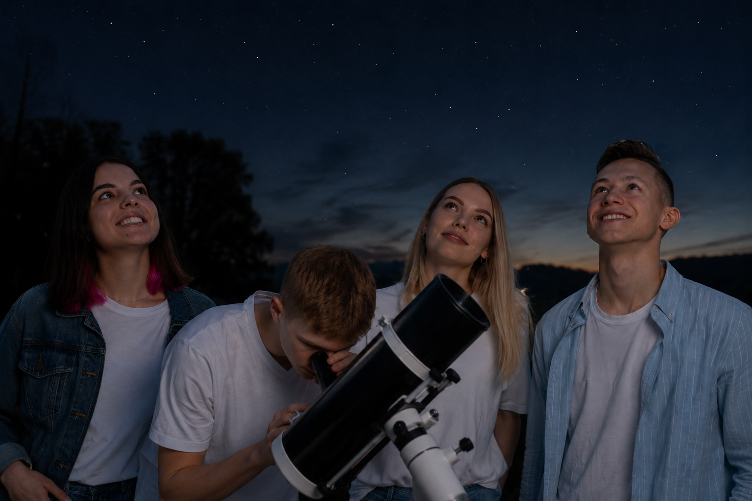 Observation du ciel au télescope avec des jeunes
